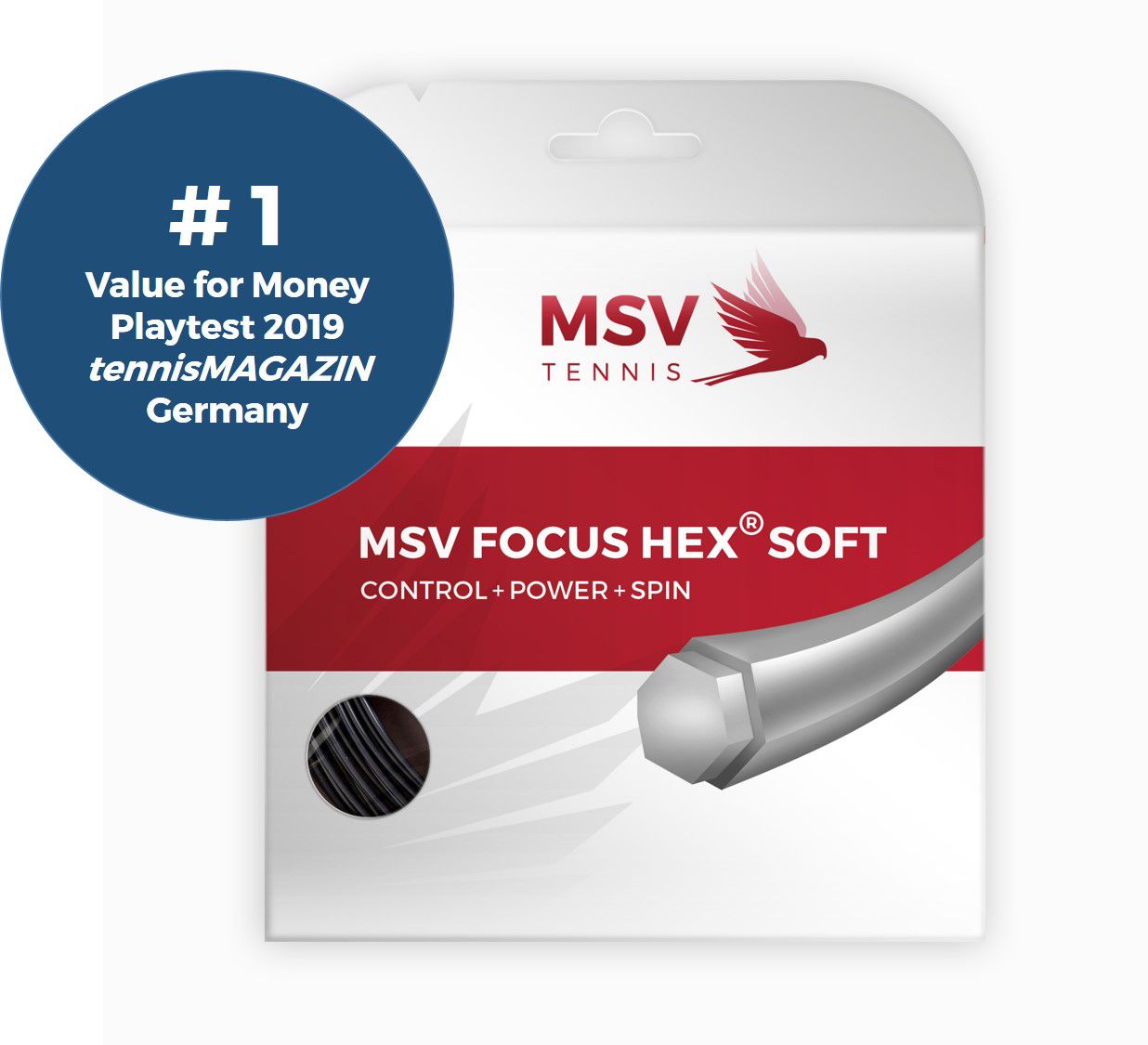 MSV Focus HEX® Soft Tennissaite 12m 1,30mm schwarz